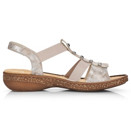 Comfortable women's slip-on sandals Rieker 62850-90 beige