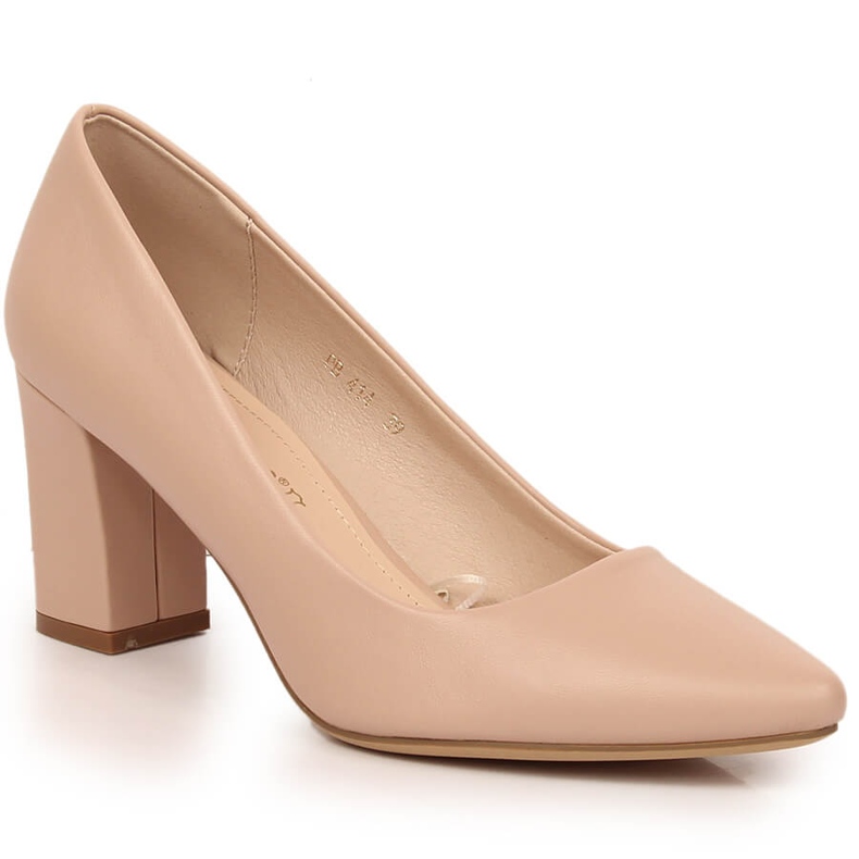 Women's nude pumps on the post Sergio Leone PB414 beige