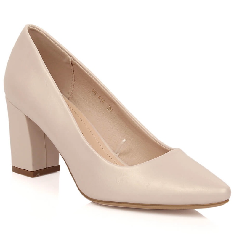 Women's pumps on the post beige pearl Sergio Leone PB414 Women's pumps on the post beige pearl Sergio Leone PB414