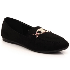 Women's black suede loafers Vinceza 2227