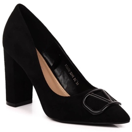 Black suede heel pumps Vinceza 2246