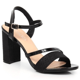 Women's brocade black sandals on the post Vinceza 2255