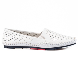 Women's openwork slip-on loafers white Shelovet