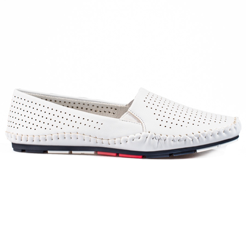 Women's openwork slip-on loafers white Shelovet