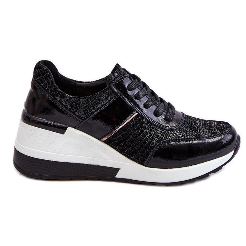 S.Barski Crosby Women's Leather Wedge Sneakers Black
