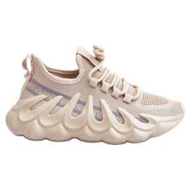 PG1 Women's Fashionable Sock Sneakers Beige Daxo