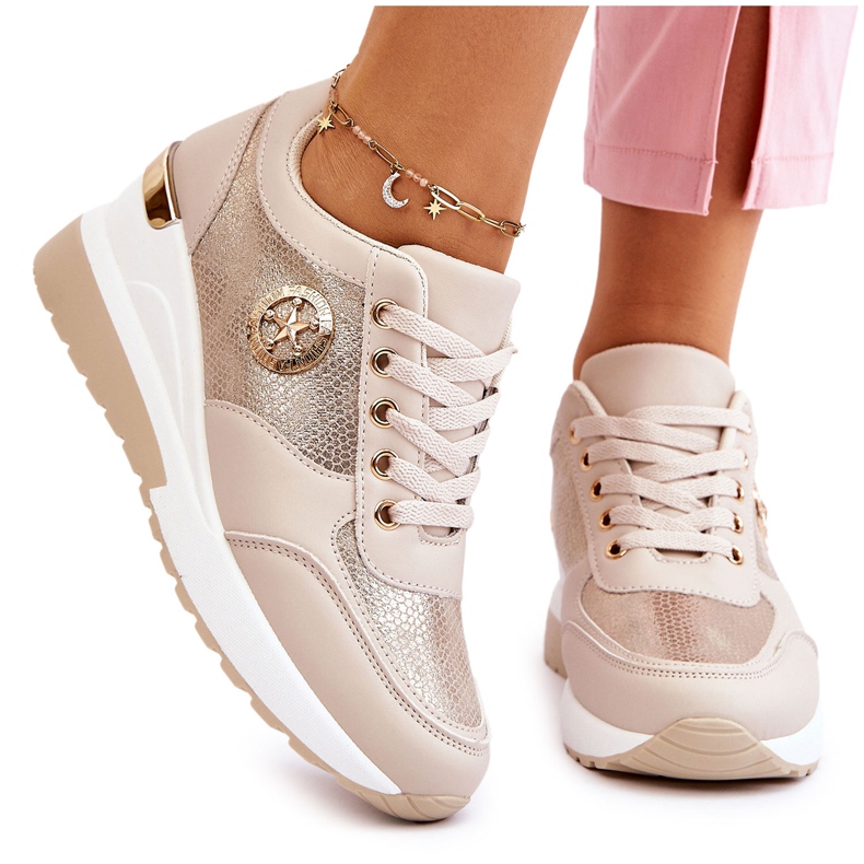 PG1 Fashionable Wedge Sneakers Beige Jaliyah PG1 Fashionable Wedge Sneakers Beige Jaliyah