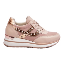 Nude Adley Studded Trainers beige