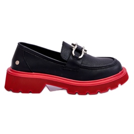 Leather Loafers With Decoration GOE LL2N4040 Black-Red