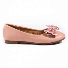 Girls' Vinceza ballerinas with a powder bow pink
