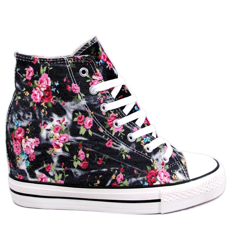BM Paradis Black floral wedge high-top sneakers