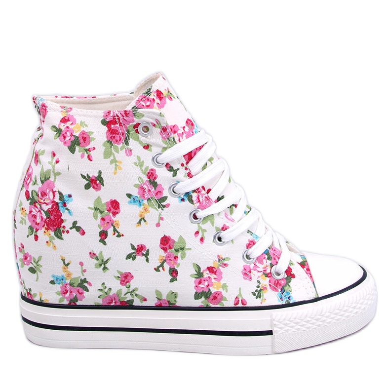 BM Paradis White floral wedge high-top sneakers