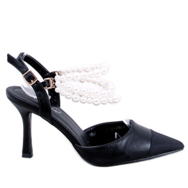 BM Open heel pumps with Harmony Black pearls