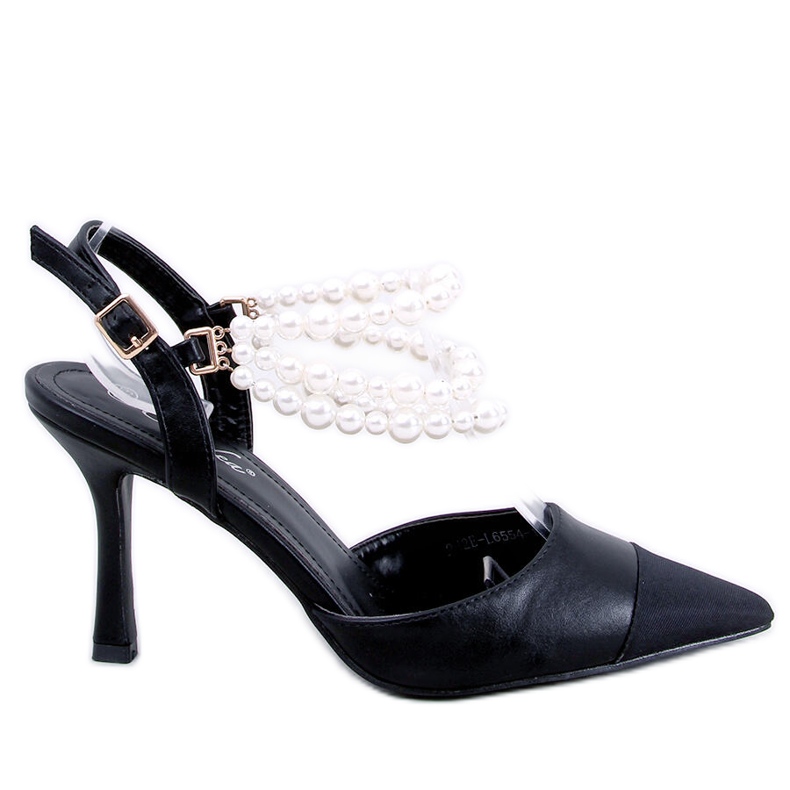 BM Open heel pumps with Harmony Black pearls