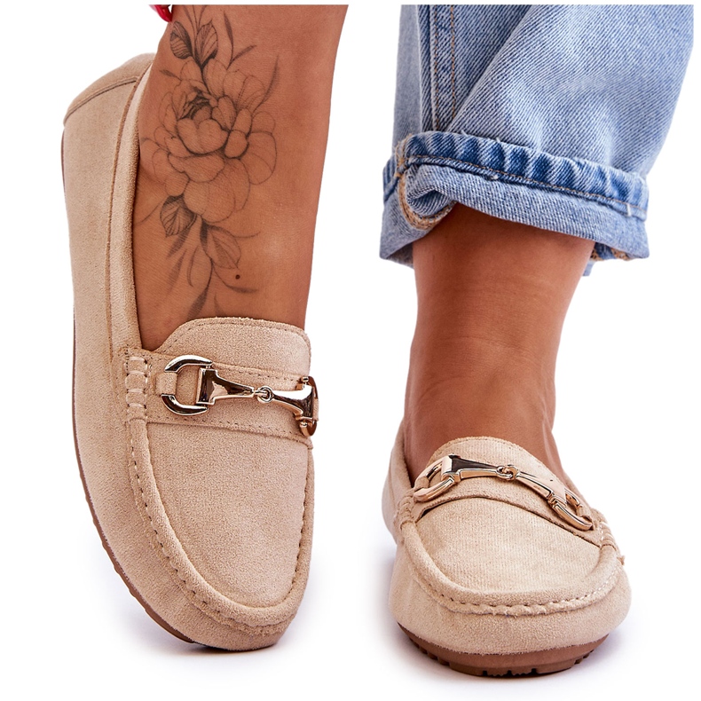 FC3 Classic Suede Loafers With Beige Arla Embellishments