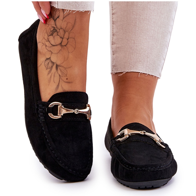 FC3 Classic Black Arla Embellished Suede Loafers