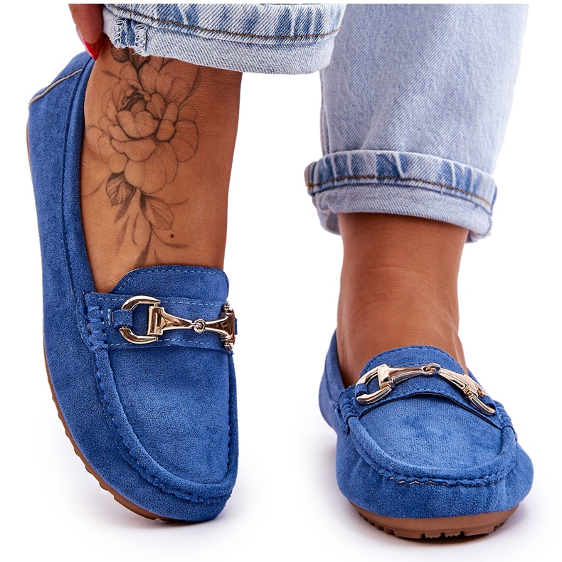FC3 Classic Arla Blue Embellished Suede Loafers