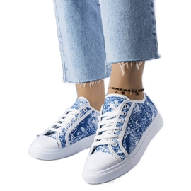 White and blue textile sneakers from Aucoin
