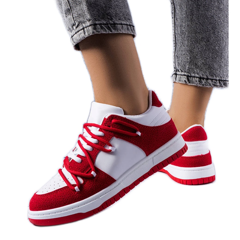 PA1 Red sneakers made of mixed materials from Hila white