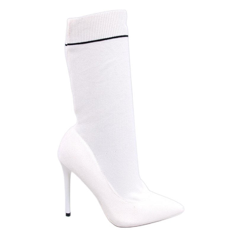 PA1 Moody Bianco sock heel boots white