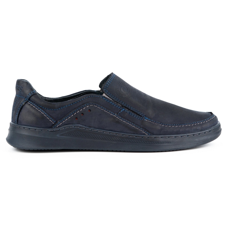 Olivier Men's leather slip-on shoes SLIP-ON 216GT navy blue