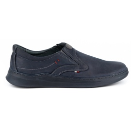 Olivier Men's leather casual slip-on shoes 284GT navy blue