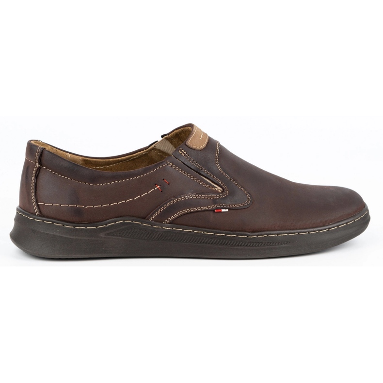 Olivier Men's casual leather slip-on shoes 284GT brown