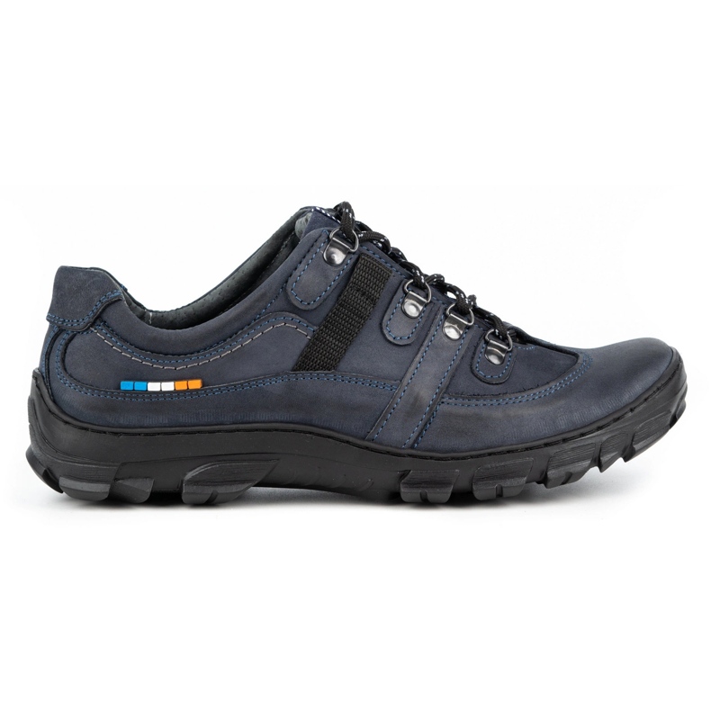 Olivier Men's leather trekking shoes 213GT navy blue