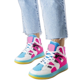 Pink high top sneakers from Marjorie white