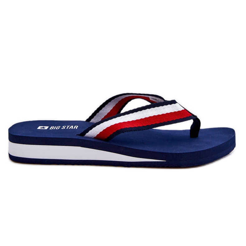 Women's Big Star Platform Flip Flops LL274779 Navy Blue