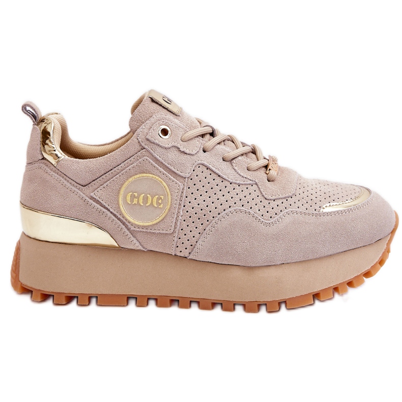 Women's Suede Platform Sports Shoes GOE LL2N4001 Beige brown
