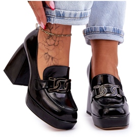 S.Barski Leather Pumps On Massive Heels Black Maximo