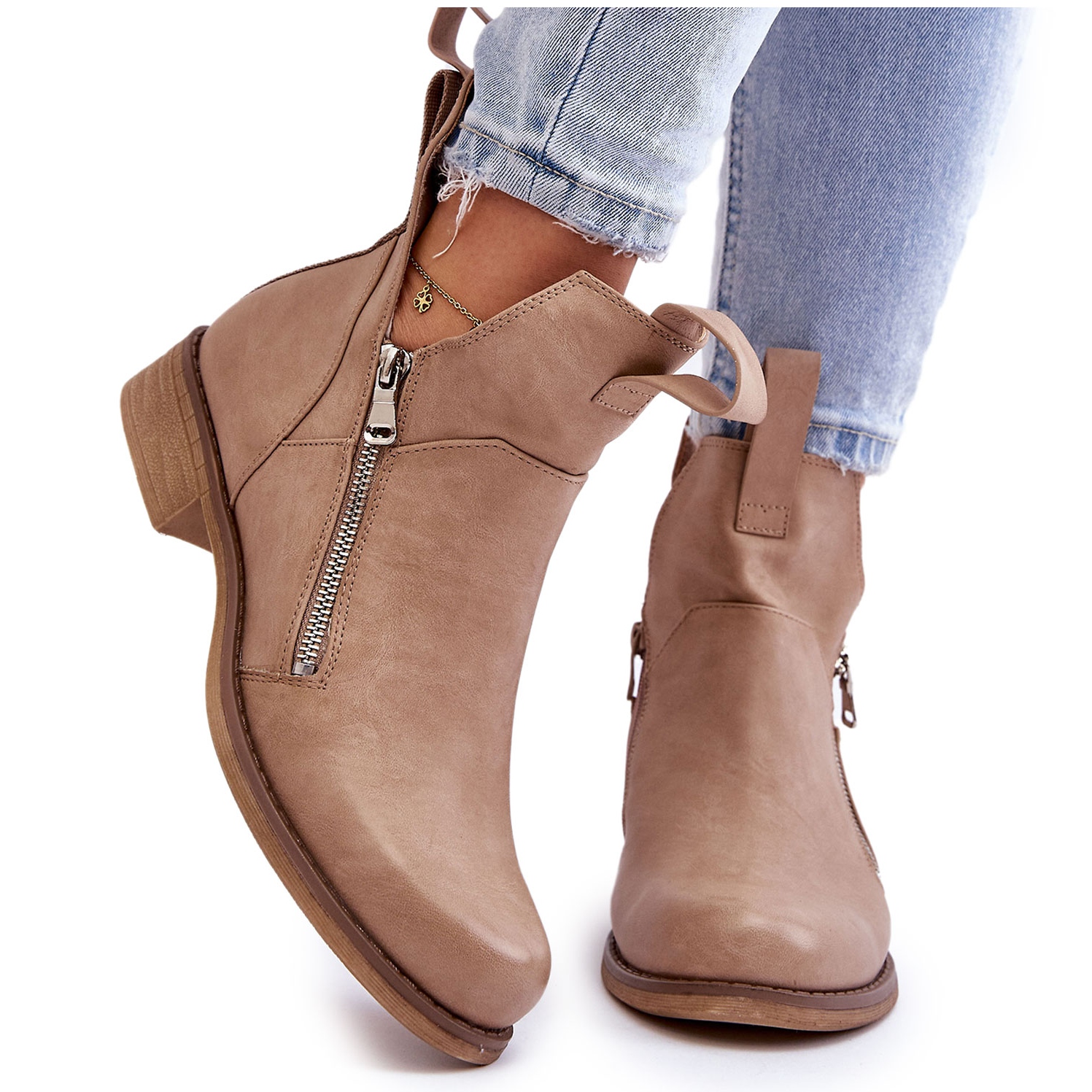 Women's Leather Flat Heel Mid-Calf Zipper Boots🔥 – Divine Grace