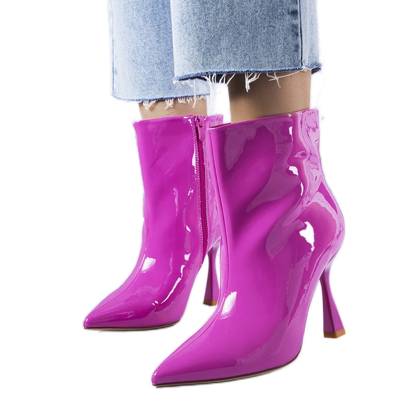 PA1 Pink patent leather heeled boots from Mariette PA1 Pink patent leather heeled boots from Mariette
