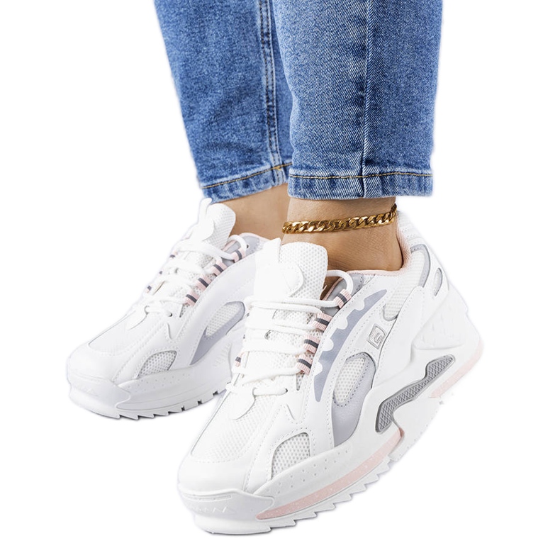 PA1 White and pink wedge sneakers from Germain silver PA1 White and pink wedge sneakers from Germain silver