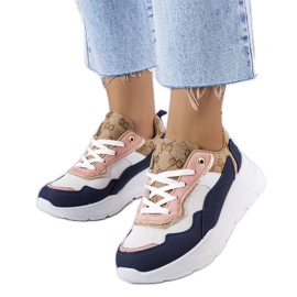 Navy blue sneakers with gold inserts from Lebrun white Navy blue sneakers with gold inserts from Lebrun white