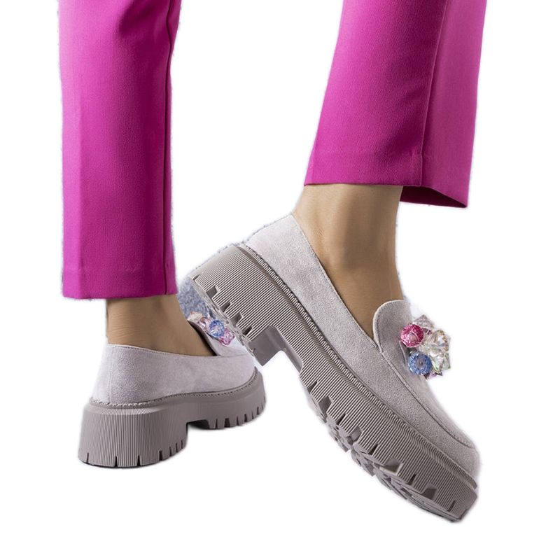 PA1 Gray brogues with crystals from Levasseur grey