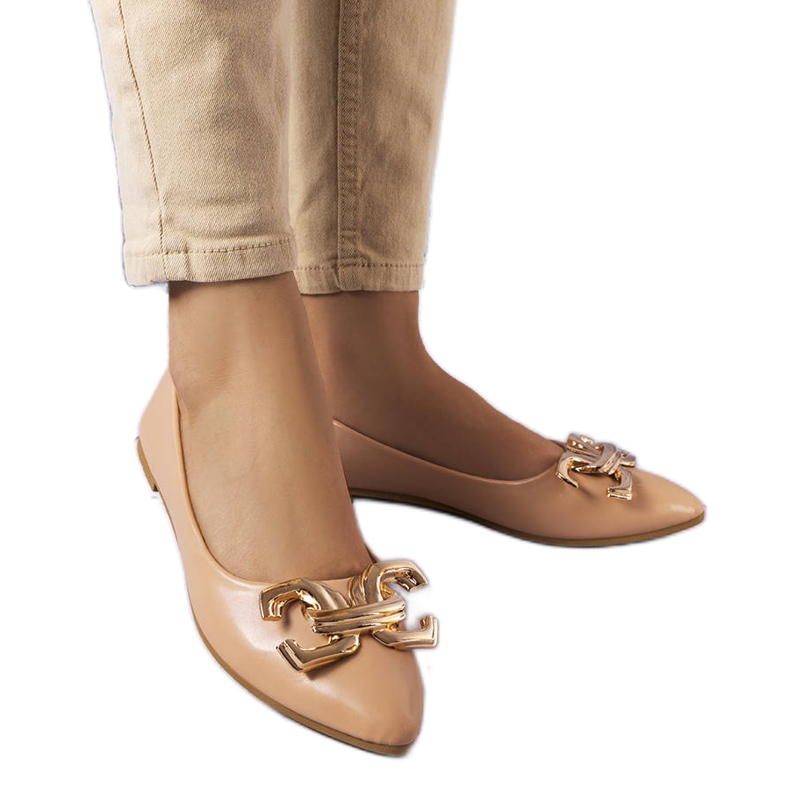 Dark beige ballerinas with Vallée embellishment