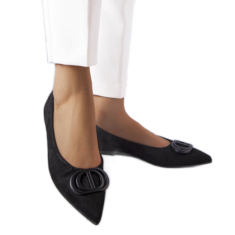 Grignon black eco suede flats