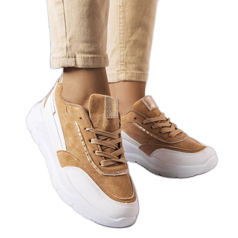 Beige sneakers made of eco-suede from Dupuis