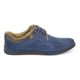 Polbut Leather men's shoes 402 summer, navy blue with brown Polbut Leather men's shoes 402 summer, navy blue with brown