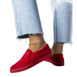 Red sneakers made of eco-suede from Leroy