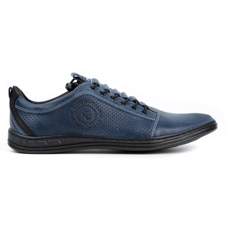 Polbut Men's casual leather shoes 2121p navy blue