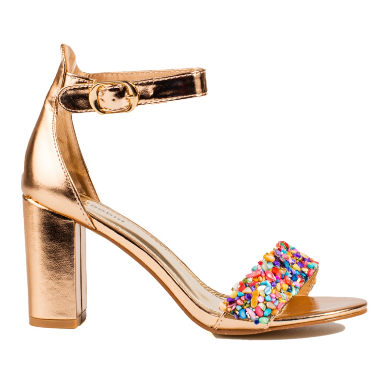 Elegant gold beaded sandals from Shelovet golden
