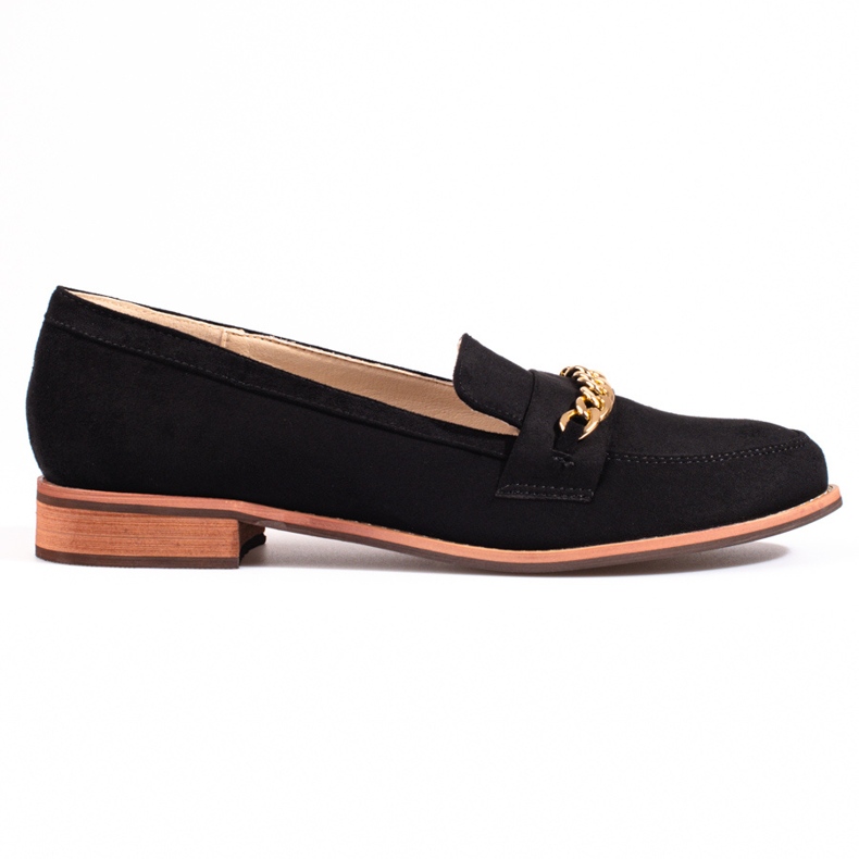 Classic loafers with a chain Shelovet black suede