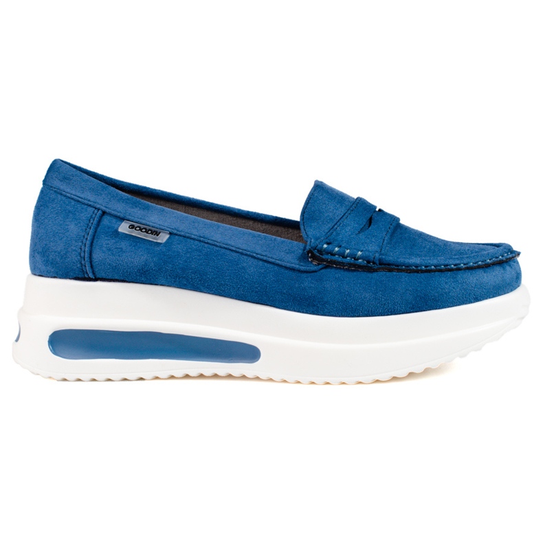 Shelovet women's thick-soled loafers blue Shelovet women's thick-soled loafers blue