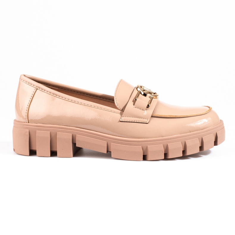 Vinceza women's lacquered platform loafers beige