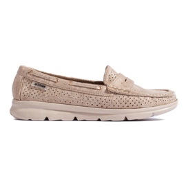 Women's Shelovet gold suede loafers beige Women's Shelovet gold suede loafers beige