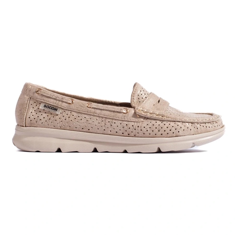 Women's Shelovet gold suede loafers beige