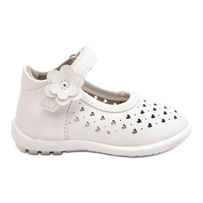 PA1 Children's high openwork ballerinas with Velcro White Jianna